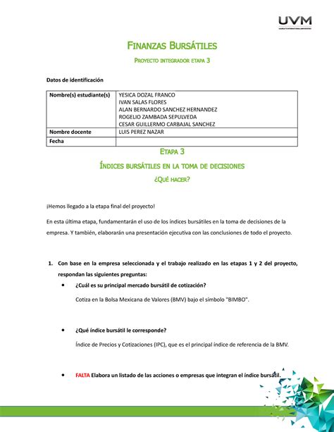 A8 PIE3 EQ3 SIN DESCRIPCION FINANZAS BURSÁTILES PROYECTO INTEGRADOR