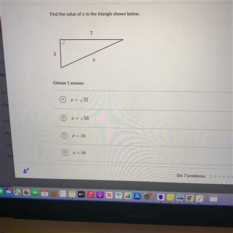 Find The Value Of X In The Triangle Shown Below 73CChoose 1 Answer 21