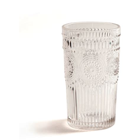 Adeline 16 Oz Emboss Glass Tumblers Set Of 4 Clear Elegant Iced Tea Decorative 85081059796 Ebay