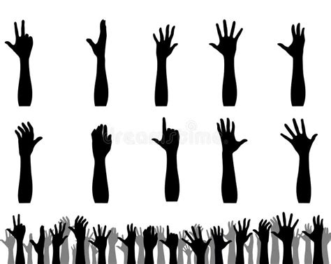 Hands Up Silhouettes 4 Stock Vector Illustration Of Pose 2085134