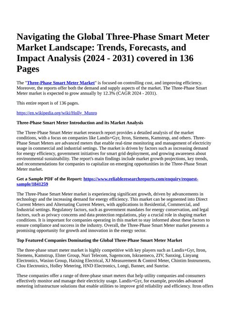 Reportprime Navigating The Global Three Phase Smart Meter Market