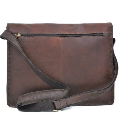 Besace homme en cuir KATANA marron foncé Planetebag