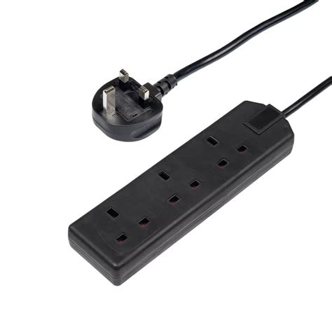 Surface Mountable Gang Metre Black Extension Lead Off