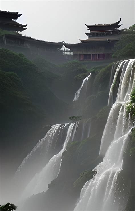 Chinese Waterfall By Serendigity Art On Deviantart