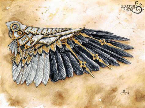 Raven Wing A Study In Clockwork Steampunk Tattoo Steampunk Wings