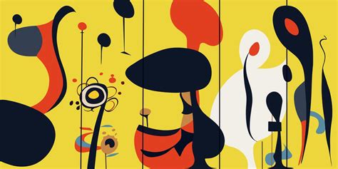 Surreal Art Illustration In Joan Miro Style Abstract Painting With