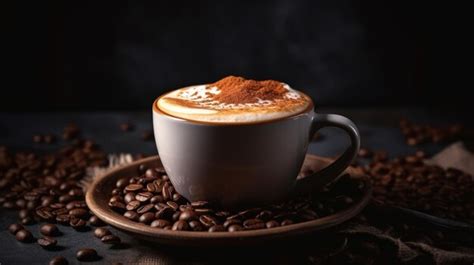 Premium AI Image Cups Cappuccino On A Wooden Surface Background