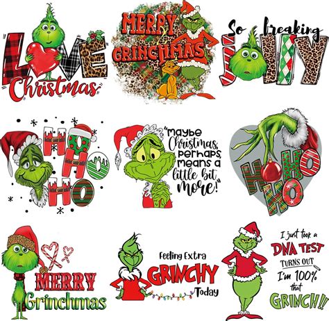 10 Pcs Christmas Iron On Transfers Cartoon Heat Transfer