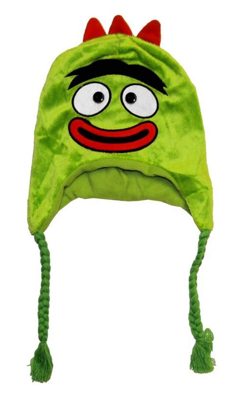 Yo Gabba Gabba Brobee Face Cartoon Plush Kids Pilot Laplander Hat On