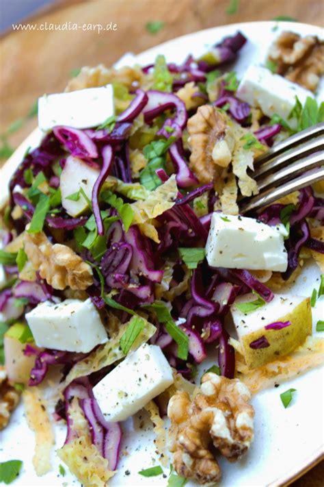 Rotkohl Wirsing Salat Mit Birne Waln Ssen Und Feta