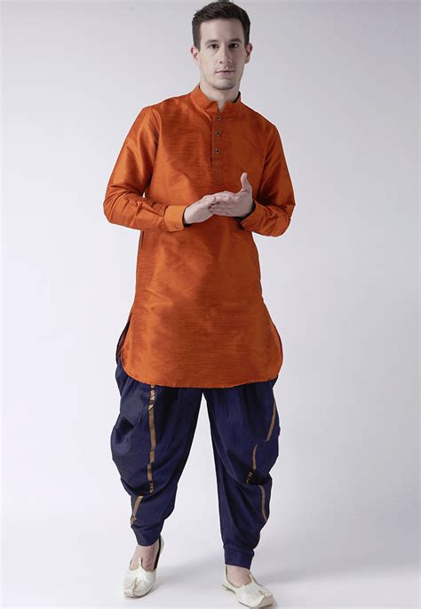 Rust Dupion Silk Readymade Dhoti Kurta 201556