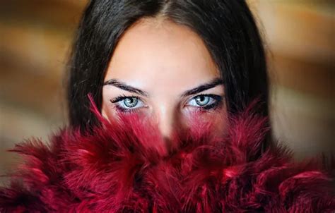 Wallpaper Look Portrait Feathers Feathers Look Portrait Beautiful Brunette Beautiful