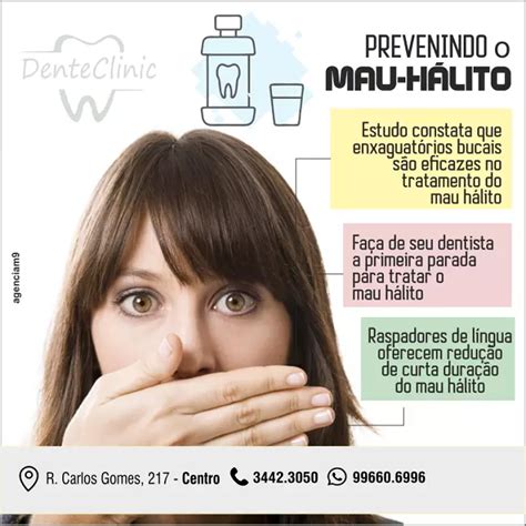 Infográfico sobre Prevenção de Mau Hálito criado para Clínica