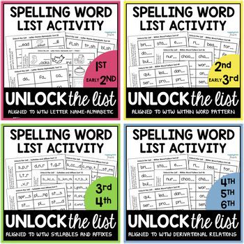 Words Their Way Spelling Lists 1st 5th Grade Bundle Missing Letter