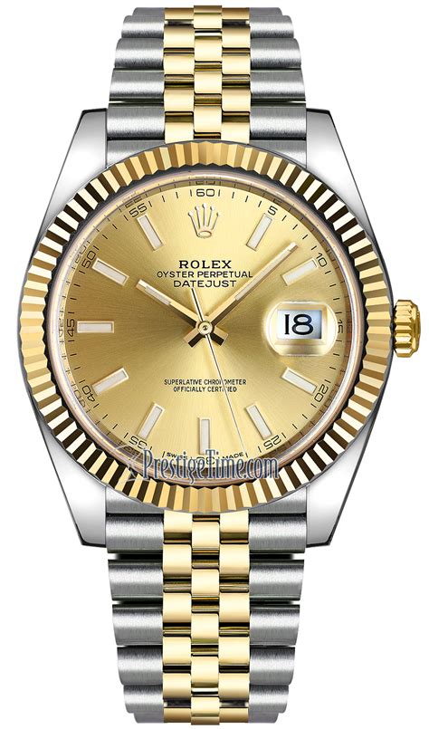 126333 Champagne Index Jubilee Rolex Datejust 41mm Stainless Steel And Yellow Gold Mens Watch