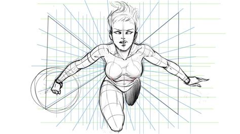 How to Draw a Dynamic Comic Book Pose Using a Perspective Grid - YouTube