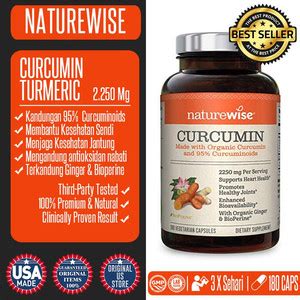 Jual Curcumin Turmeric With Bioperine 2250mg Naturewise Original