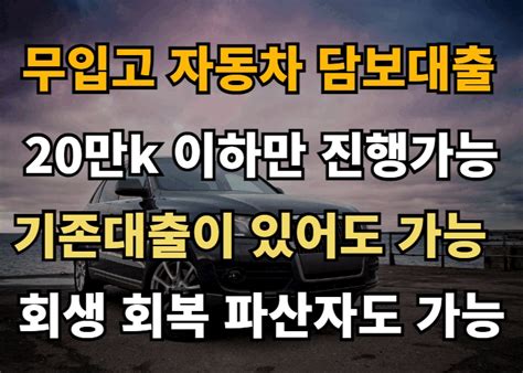 무직자자동차담보대출 진행가능한 금융사 2군데 이코노미news