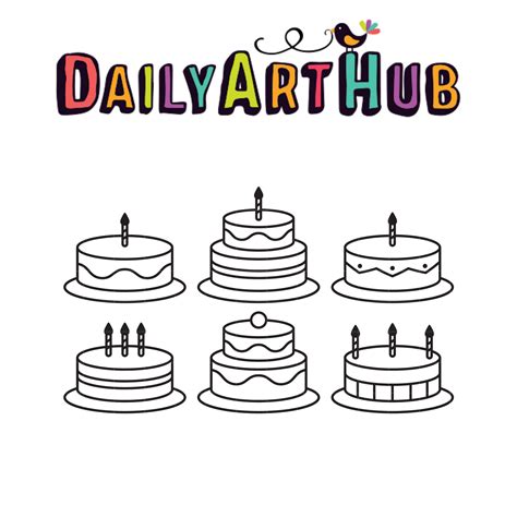 Birthday Cake Outline Clip Art Set Daily Art Hub Graphics