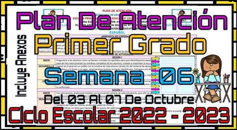 Plan De Atención Del Primer Grado De Primaria De La Semana 06 Del 03 Al 07 De Octubre Del Ciclo