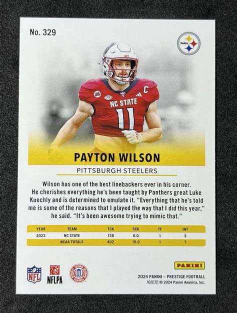 Panini Prestige Payton Wilson Rookie Rc Sunburst Xtra Points