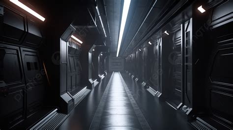 Koridor Sci Fi Gelap 3d Virtual Yang Realistis Koridor Interior