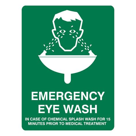 Brady Emergency Eyewash Sign Poly 300x225mm Winc