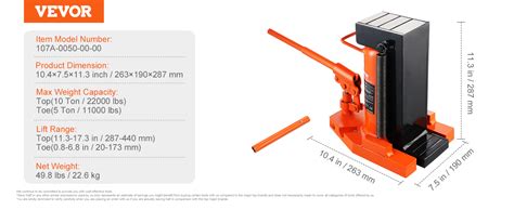 Vevor Hydraulic Machine Toe Jack Lift Lifting Capacity Ton Toe Ton