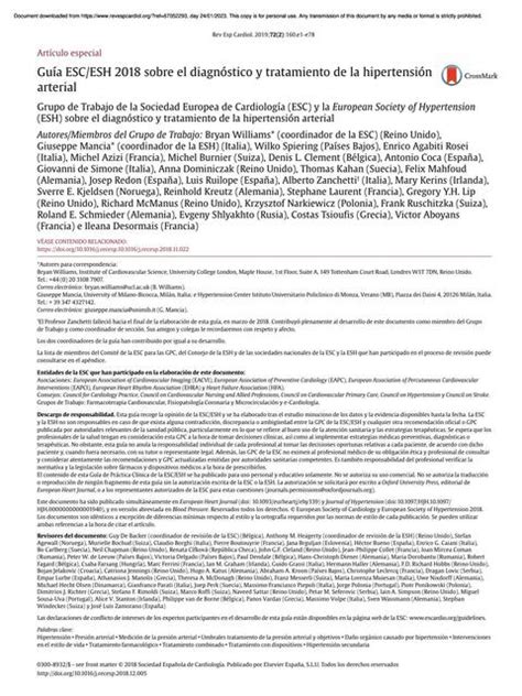 Guía ESC ESH 2018 sobre el Diagnóstico y Tratamiento de la Hipertensión