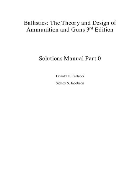 Solution Manual Ballistics Theory And Design Of Guns And Ammunition