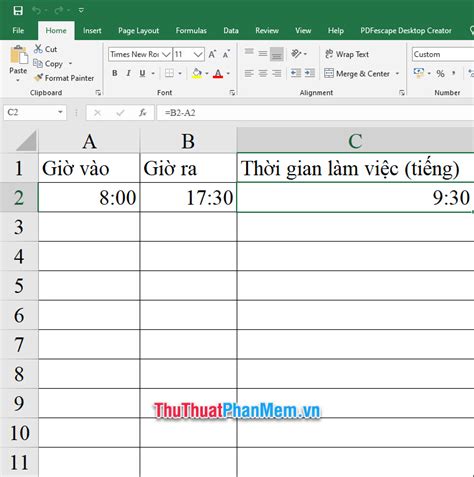 Cách tính số giờ làm việc trong Excel