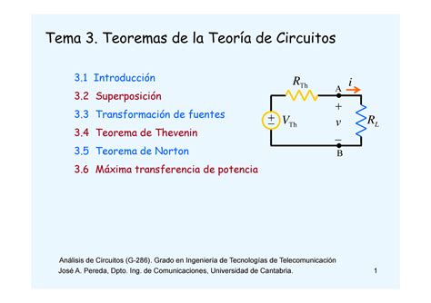 Presentaci N Teorema De Thevenin Y Norton Tema Teoremas De La