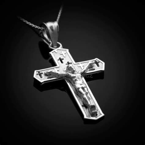 Sterling Silver Crucifix Cross Charm Necklace