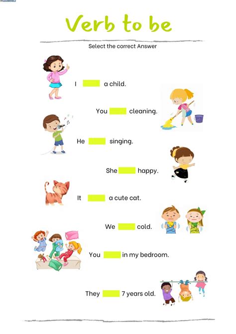 Verb To Be Interactive Worksheet