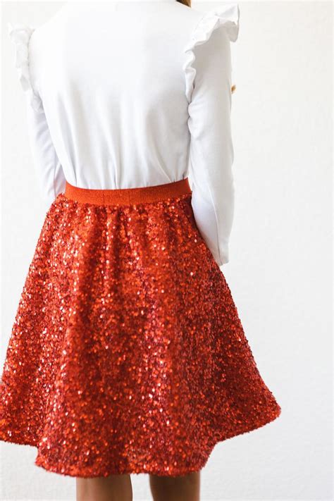 Peach Sequin Twirl Skirt Mila And Rose