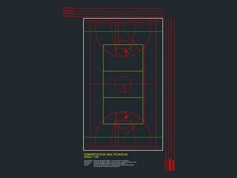 Cancha Deportiva Multiple En DWG 205 03 KB Librería CAD