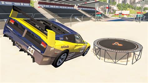 Car Trampoline Madness 1 Beamng Drive Crashes Crashboompunk Youtube