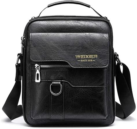 WEIXIER Messenger Bag Men S Retro Leather Shoulder Bag Large Capacity