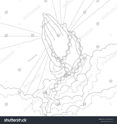 Heavens Praying Hands Clouds Cross Graphic Stock Vector Royalty Free