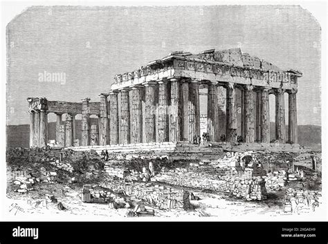 Parthenon Acropolis Of Athens Greece Drawing By Emile Therond 1821