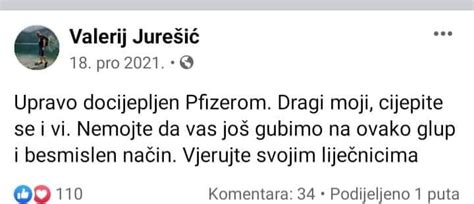 Iznenada Preminuo Trostruko Cijepljeni Valerij Jure I Istaknuti