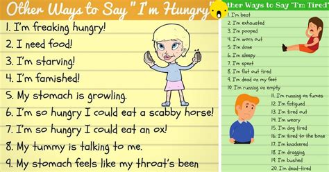 Popular Ways To Say I M Hungry And I M Tired Eslbuzz