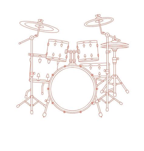 Drum Kit Vector Line Drawing Illustration Ai Cdr Dxf Eps Pdf