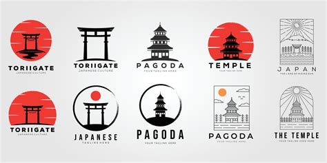 Set Of Torii Gate Or Collection Of Japan Temple Logo Vector