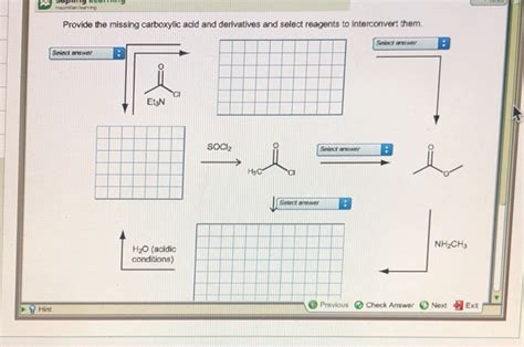 Solved Provide the missing carboxylic acid and derivatives | Chegg.com