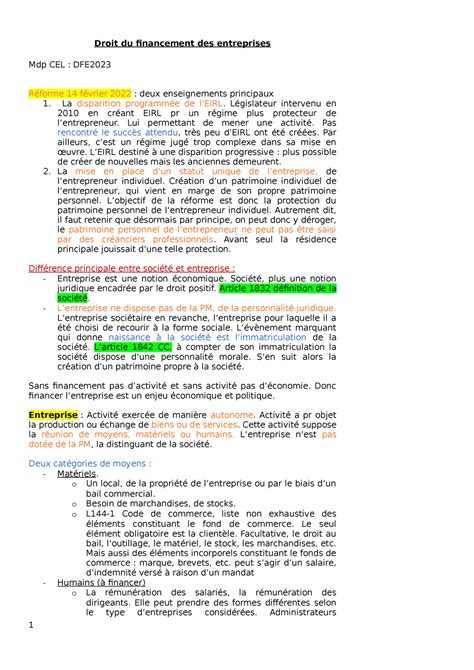 cours droit du financement des entreprises droit du financement des