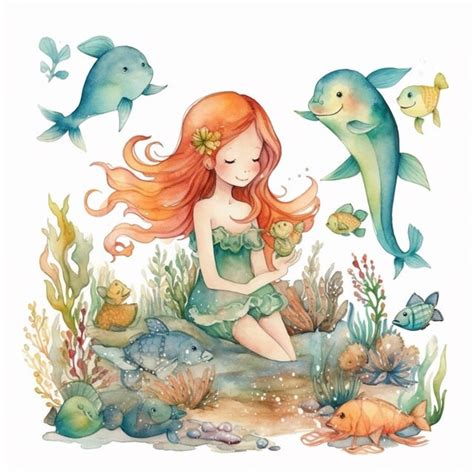 Little Mermaid Clipart Clip Art 8 PNG Format Instant Download for ...