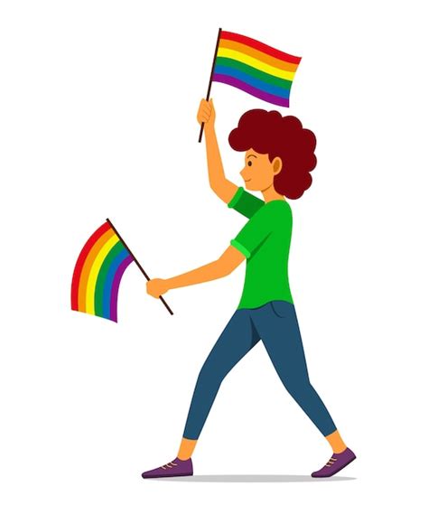 Mujer Sosteniendo La Bandera Del Arco Iris Para El Movimiento Lgbt