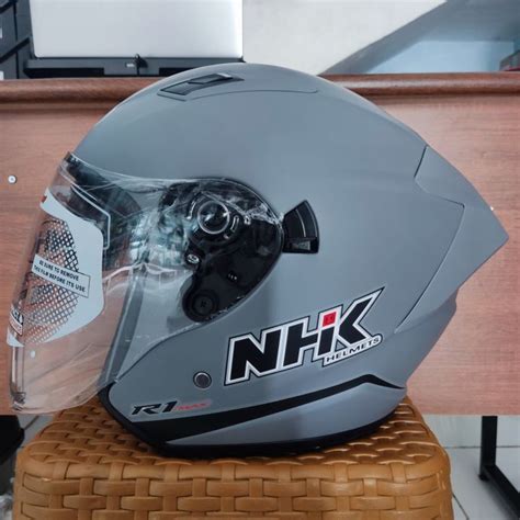 HELM NHK R1 MAX SOLID GREY DOFF HALF FACE NHK R1 MAX DOUBLE VISOR