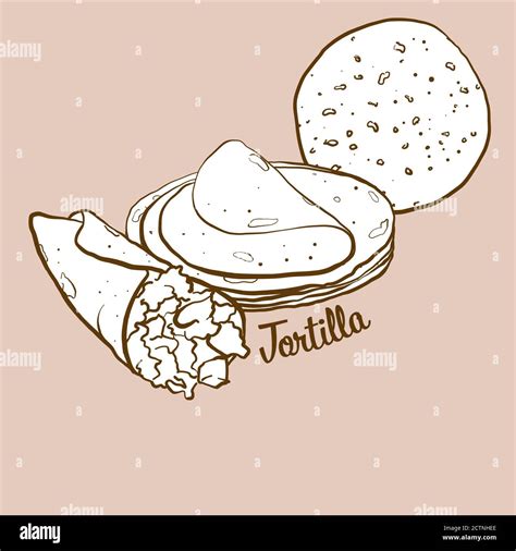 Hand Drawn Tortilla Bread Illustration Flatbread Usually Known In